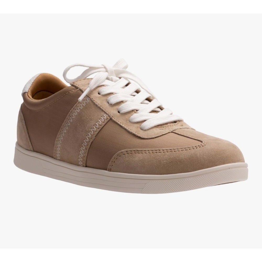 Revitalign Farrah Sneaker Tan Suede Lace Up Women's 7.5 Wide Orthotic Arch Suppo